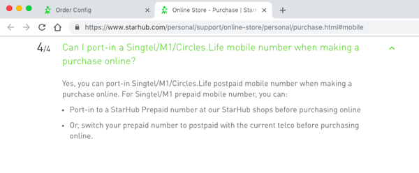 Porting number on Starhub
