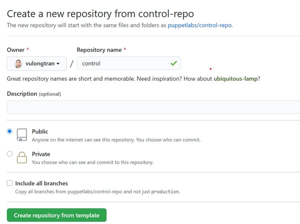 Using Puppet control repo template