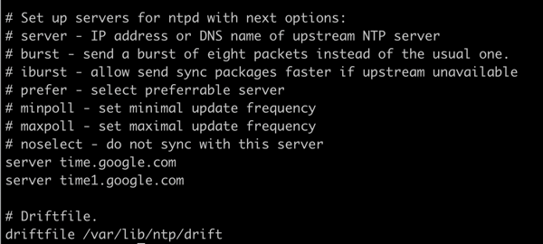 Edit parameters to set new NTP servers